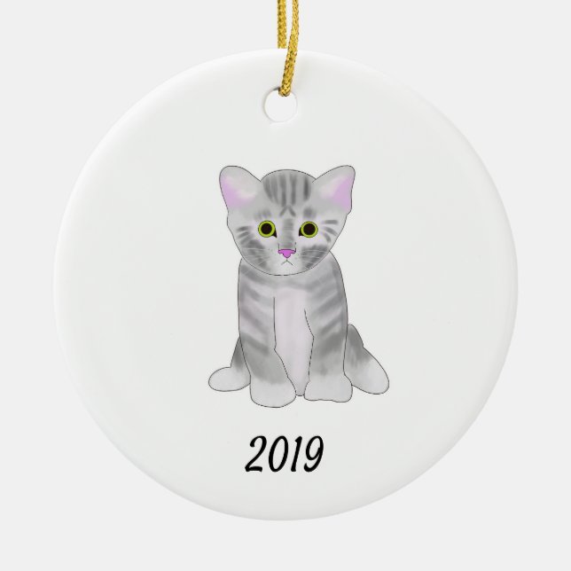 Niedliche graue Kätzchen-Verzierung für Keramik Ornament (Vorne)