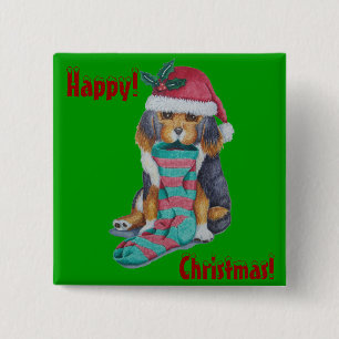 niedliche, graue Kätzchen, Weihnachtsgeschenk Button