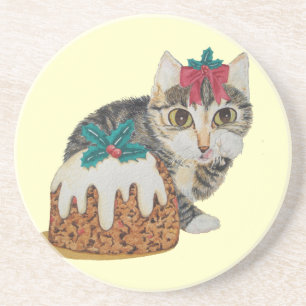 niedliche, graue Kätzchen, Weihnachtsgeschenk Untersetzer