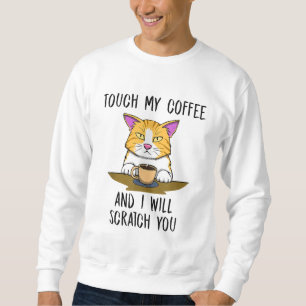 Niedliche graue Katze Annoyed Coffee Montag Arbeit Sweatshirt