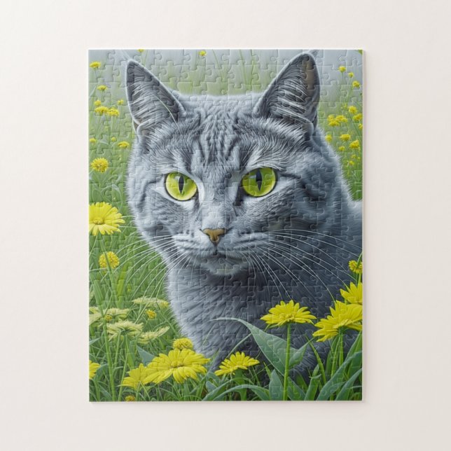 Niedliche graue Katze mit gelben Augen Ai Art (Vertikal)