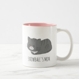 Niedliche graue Katze - personalisierte Mug Zweifarbige Tasse