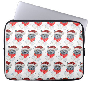 Niedliche graue Katze Wasserfarben mit Scara Laptopschutzhülle