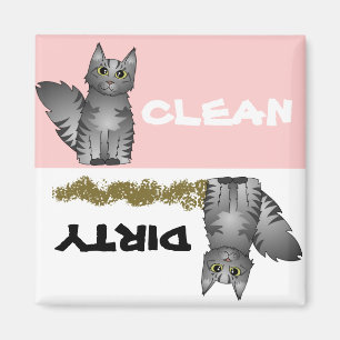 Niedliche graue Katzen-sauberer schmutziger Magnet