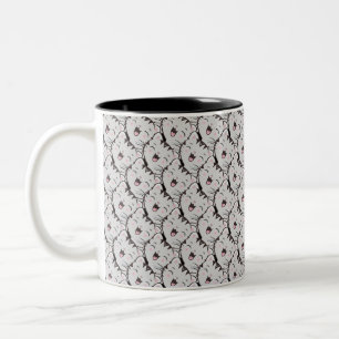 Niedliche graue Katzengesicht-Cartoon-Muster Zweifarbige Tasse