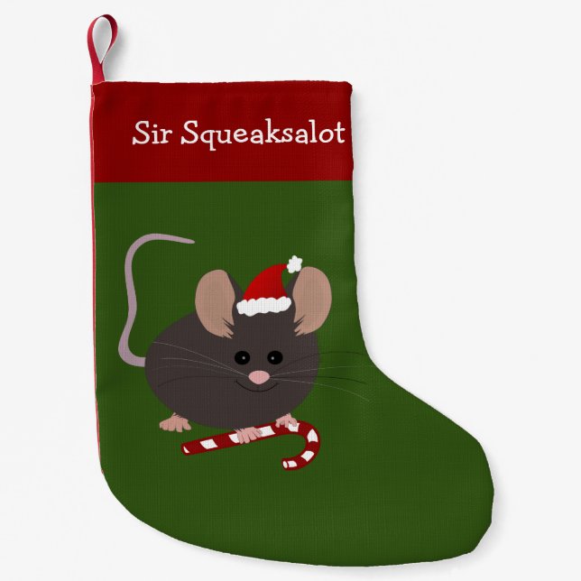 Niedliche graue Maus Weihnachts-Strumpf Kleiner Weihnachtsstrumpf (Vorderseite)