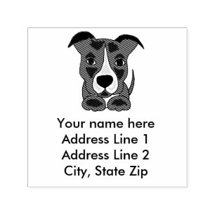 Niedliche graue Pitbull Welpen-Adressen-Briefmarke Permastempel