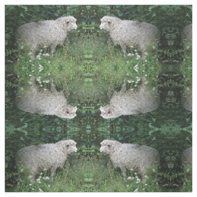 Niedliche graue Schafe essen Gemusterte Tierstoffe Stoff (Muster)