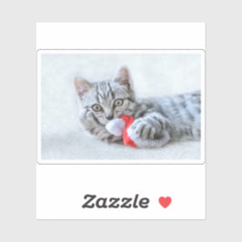 Niedliche graue Tabby Cat mit Weihnachtsmütze Weih Aufkleber
