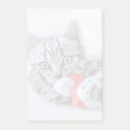 Niedliche graue Tabby Cat mit Weihnachtsmütze Weih Post-it Klebezettel