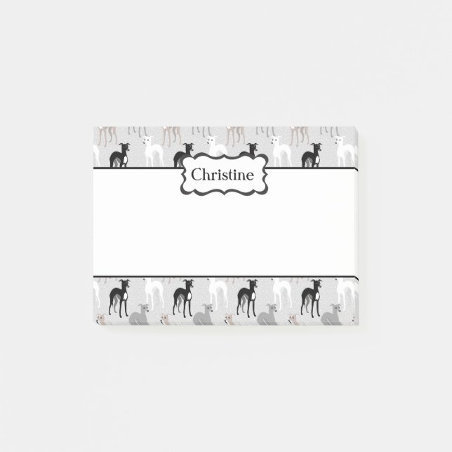 Niedliche Grauhound-Muster Post-it Klebezettel (Vorderseite)