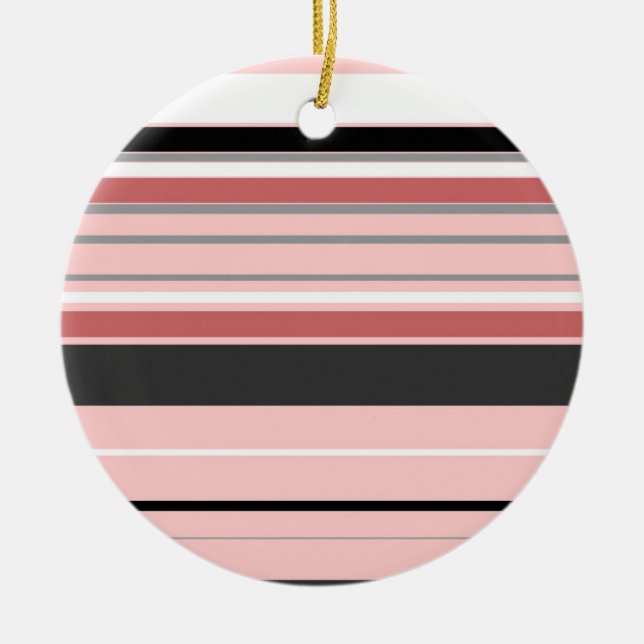Niedliche graurosa Streifen Keramik Ornament (Vorne)