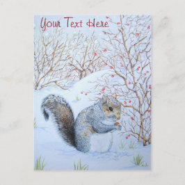 niedliche Grauschnee-Szene Wildlife Art Postkarte