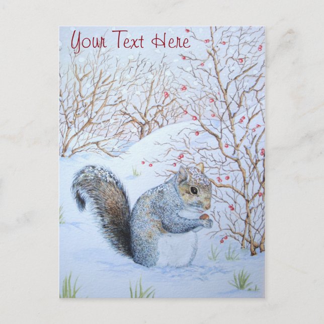 niedliche Grauschnee-Szene Wildlife Art Postkarte (Vorderseite)