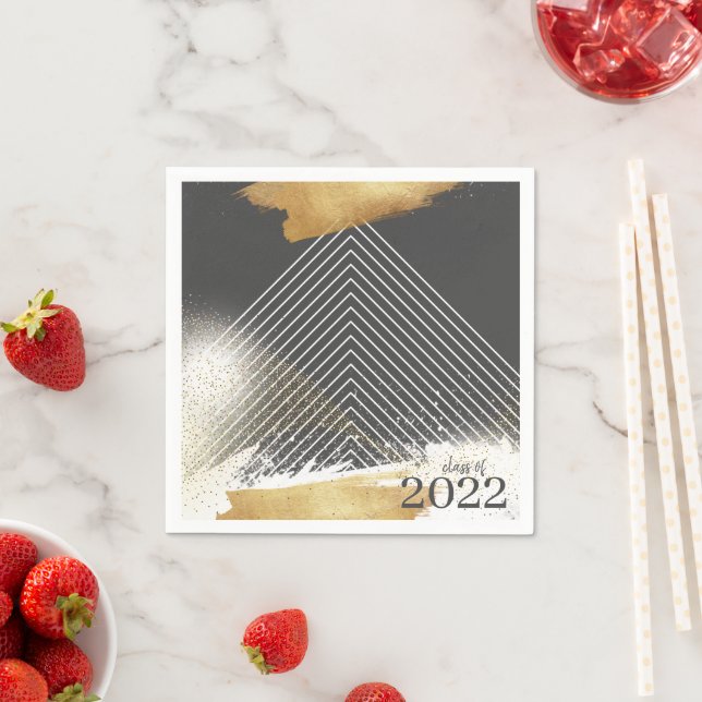 Niedliche Gray & Gold Gerahmt Graduiertenparty Nap Serviette (Beispiel)