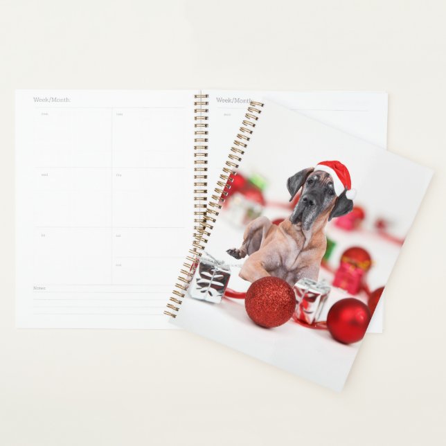 Niedliche Great Dane Hund Weihnachten Weihnachtsma Planer (Anzeige)