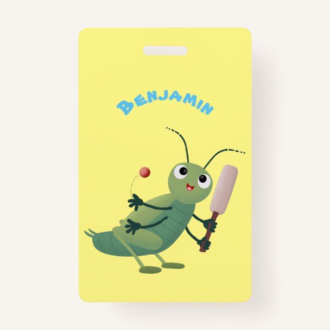 Niedliche Green Cricket Insekt Cartoon-Abbildung Ausweis (Vorderseite)