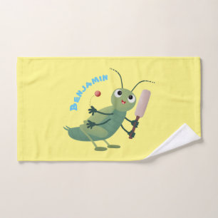 Niedliche Green Cricket Insekt Cartoon-Abbildung Badhandtuch Set