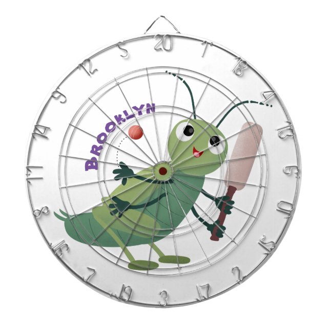 Niedliche Green Cricket Insekt Cartoon-Abbildung Dartscheibe (vorne)