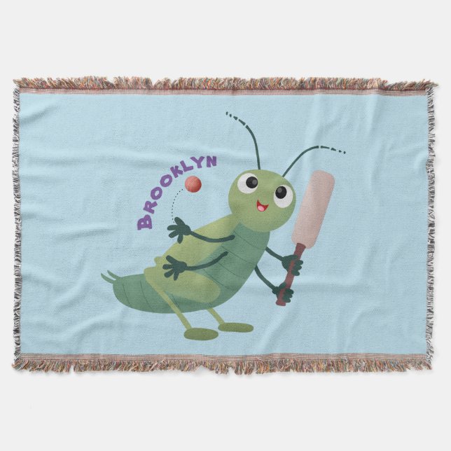 Niedliche Green Cricket Insekt Cartoon-Abbildung Decke (Vorderseite)