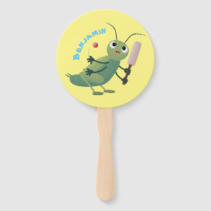 Niedliche Green Cricket Insekt Cartoon-Abbildung Fächer