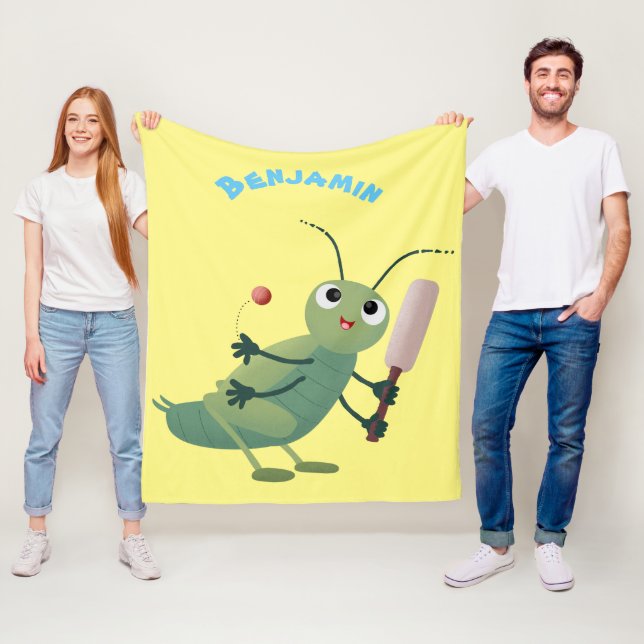 Niedliche Green Cricket Insekt Cartoon-Abbildung Fleecedecke (Beispiel)
