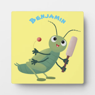 Niedliche Green Cricket Insekt Cartoon-Abbildung Fotoplatte