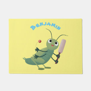 Niedliche Green Cricket Insekt Cartoon-Abbildung Fußmatte