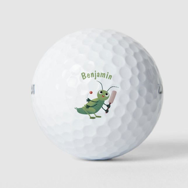 Niedliche Green Cricket Insekt Cartoon-Abbildung Golfball (Vorderseite)