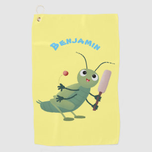 Niedliche Green Cricket Insekt Cartoon-Abbildung Golfhandtuch