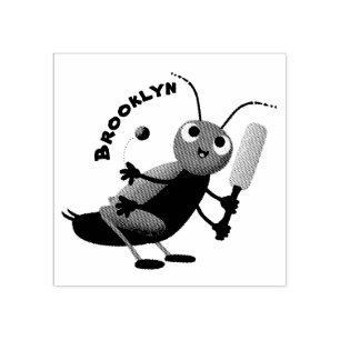 Niedliche Green Cricket Insekt Cartoon-Abbildung Gummistempel