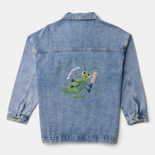 Niedliche Green Cricket Insekt Cartoon-Abbildung Jeansjacke