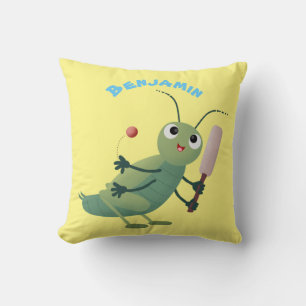 Niedliche Green Cricket Insekt Cartoon-Abbildung Kissen