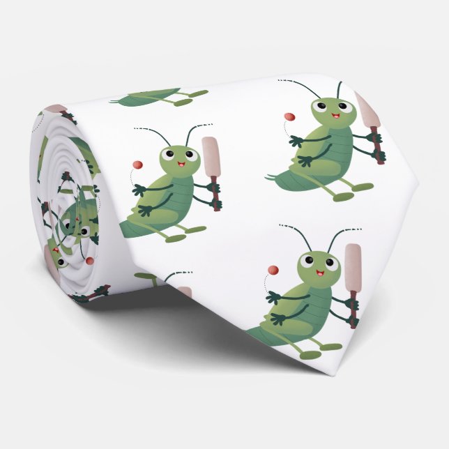 Niedliche Green Cricket Insekt Cartoon-Abbildung Krawatte (Gerollt)