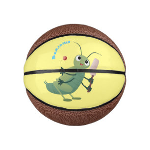 Niedliche Green Cricket Insekt Cartoon-Abbildung Mini Basketball