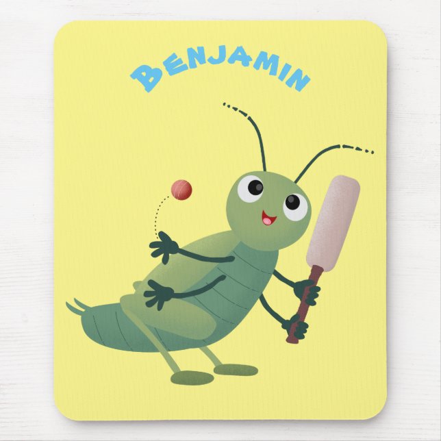 Niedliche Green Cricket Insekt Cartoon-Abbildung Mousepad (Vorne)