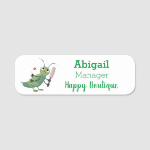 Niedliche Green Cricket Insekt Cartoon-Abbildung Namensschild