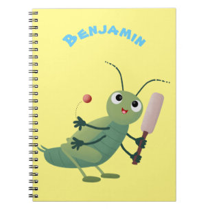 Niedliche Green Cricket Insekt Cartoon-Abbildung Notizblock