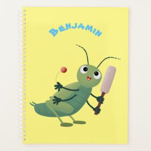 Niedliche Green Cricket Insekt Cartoon-Abbildung Planer