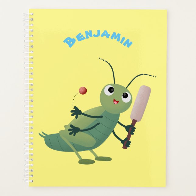 Niedliche Green Cricket Insekt Cartoon-Abbildung Planer (Vorderseite)