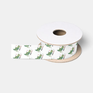 Niedliche Green Cricket Insekt Cartoon-Abbildung Satinband