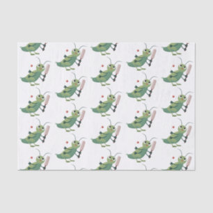 Niedliche Green Cricket Insekt Cartoon-Abbildung Seidenpapier
