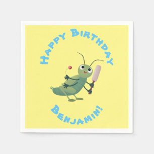 Niedliche Green Cricket Insekt Cartoon-Abbildung Serviette