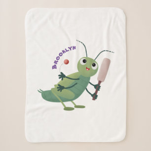 Niedliche Green Cricket Insekt Cartoon-Abbildung Sherpadecke