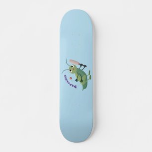Niedliche Green Cricket Insekt Cartoon-Abbildung Skateboard