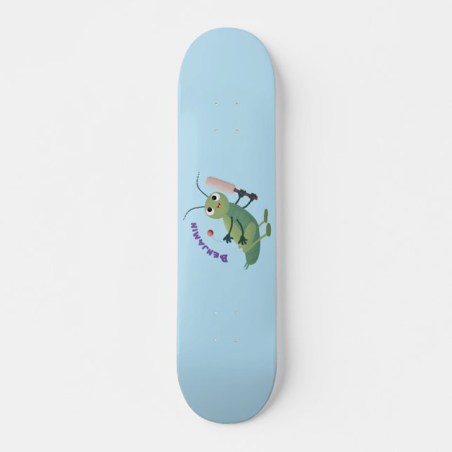Niedliche Green Cricket Insekt Cartoon-Abbildung Skateboard (Vorne)