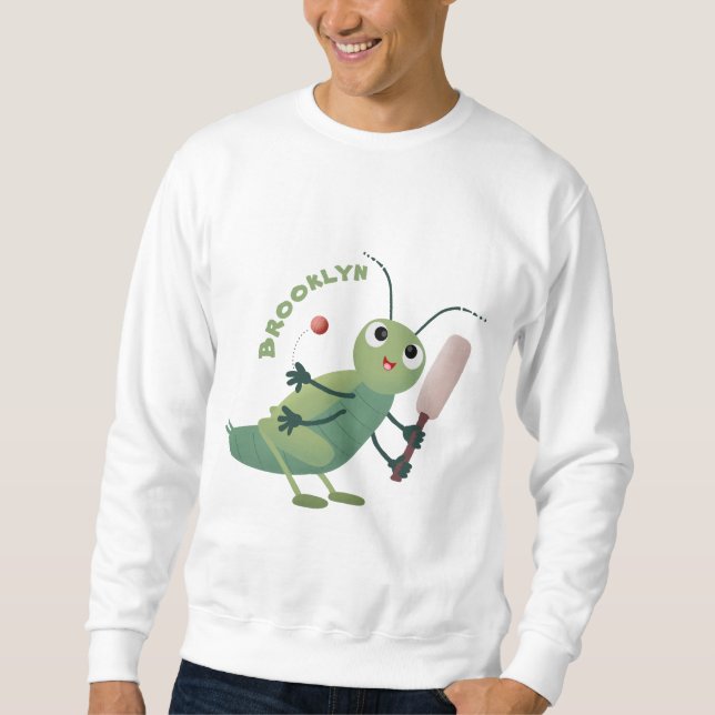 Niedliche Green Cricket Insekt Cartoon-Abbildung Sweatshirt (Vorderseite)