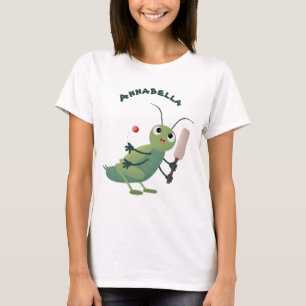 Niedliche Green Cricket Insekt Cartoon-Abbildung T-Shirt