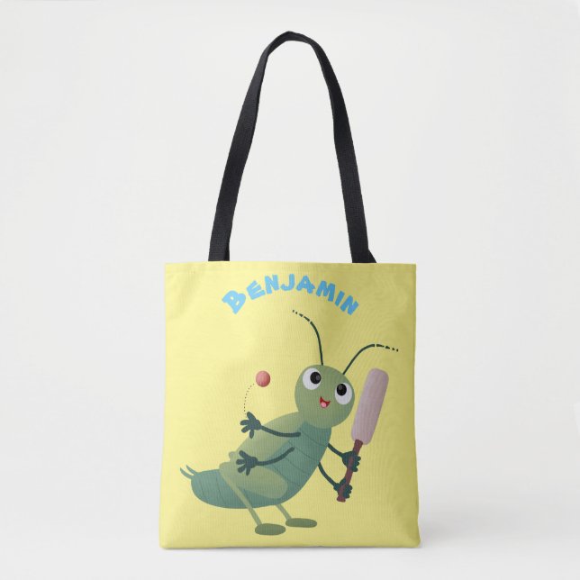 Niedliche Green Cricket Insekt Cartoon-Abbildung Tasche (Vorderseite)
