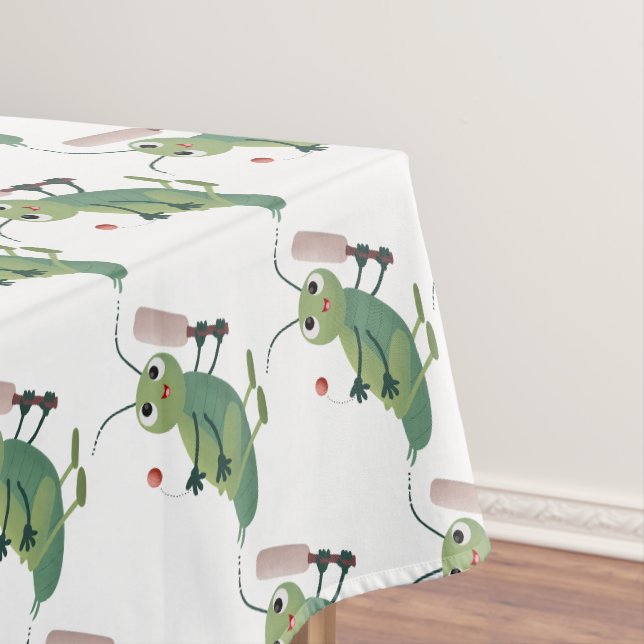 Niedliche Green Cricket Insekt Cartoon-Abbildung Tischdecke (Beispiel)